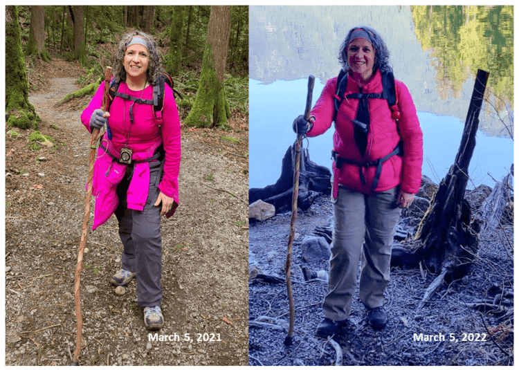 LEFT: Hiking March 5, 2021, RIGHT: Hiking March 5, 2022