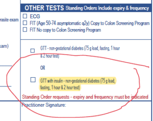 manually marking a 2 hour OGTT with extra assessor at 1 hour