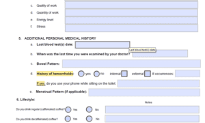 Question about hemorroids on the assessment form